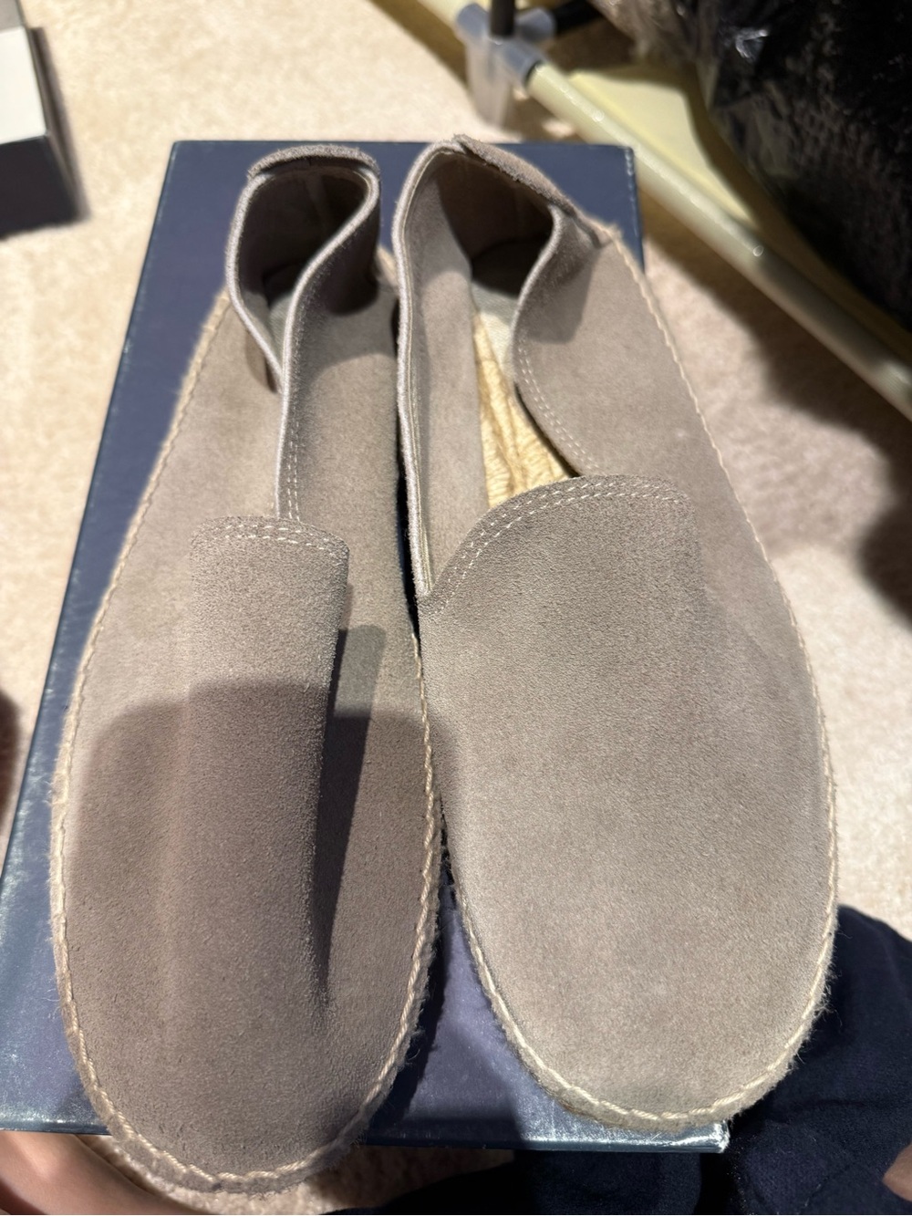 Manebi Suede Slip-On Espadrilles in Taupe